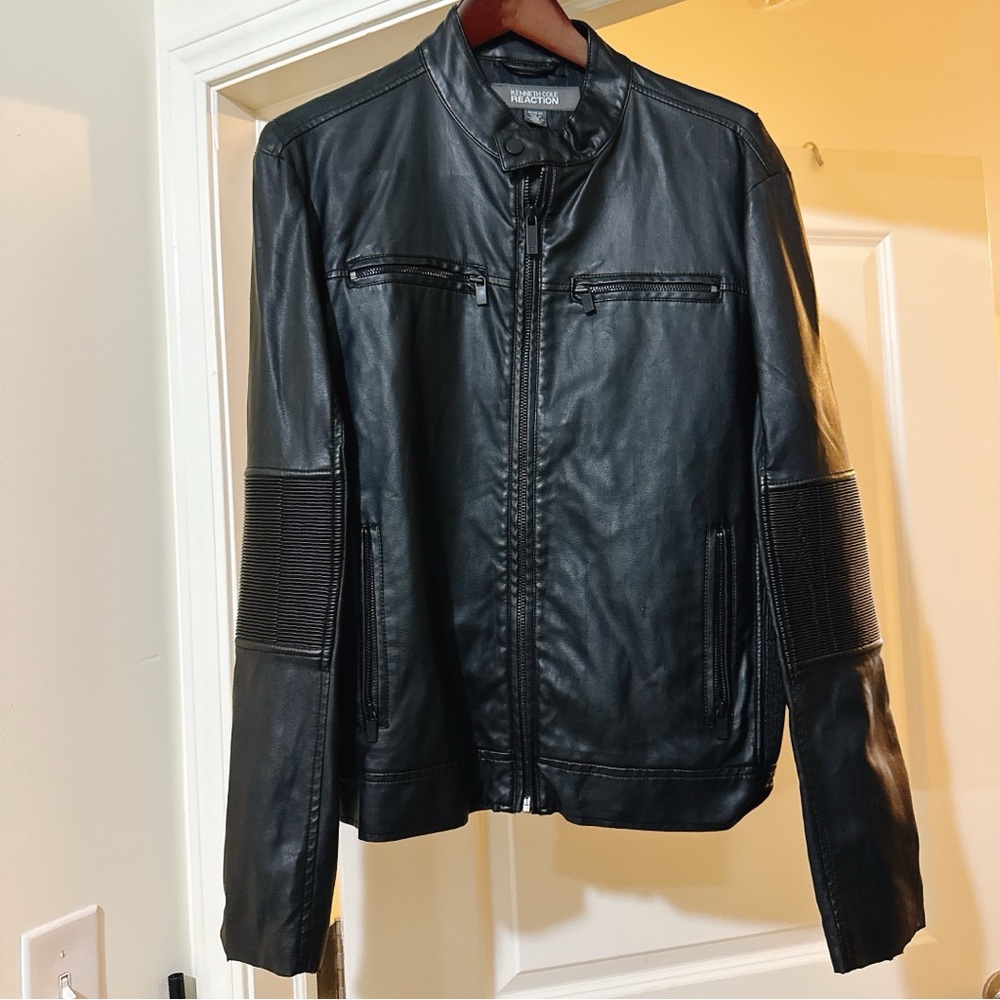 Kenneth Cole Reaction Black Leather Jacket